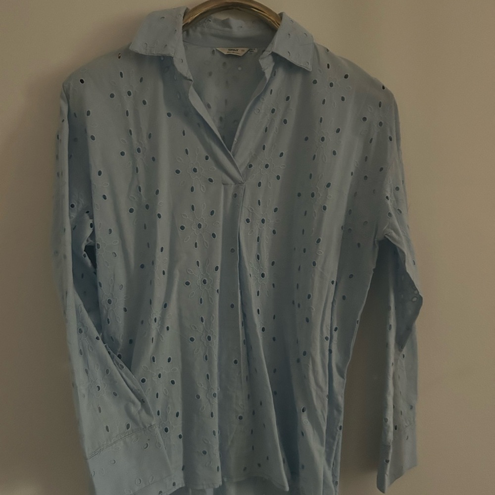 ASOS Light Blue Eyelet Button Down Shirt